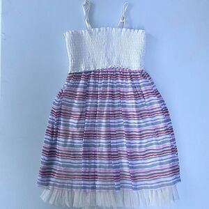 Rachael & Chloe Kids Big Girl's White Multicolored Striped Dress Size 8